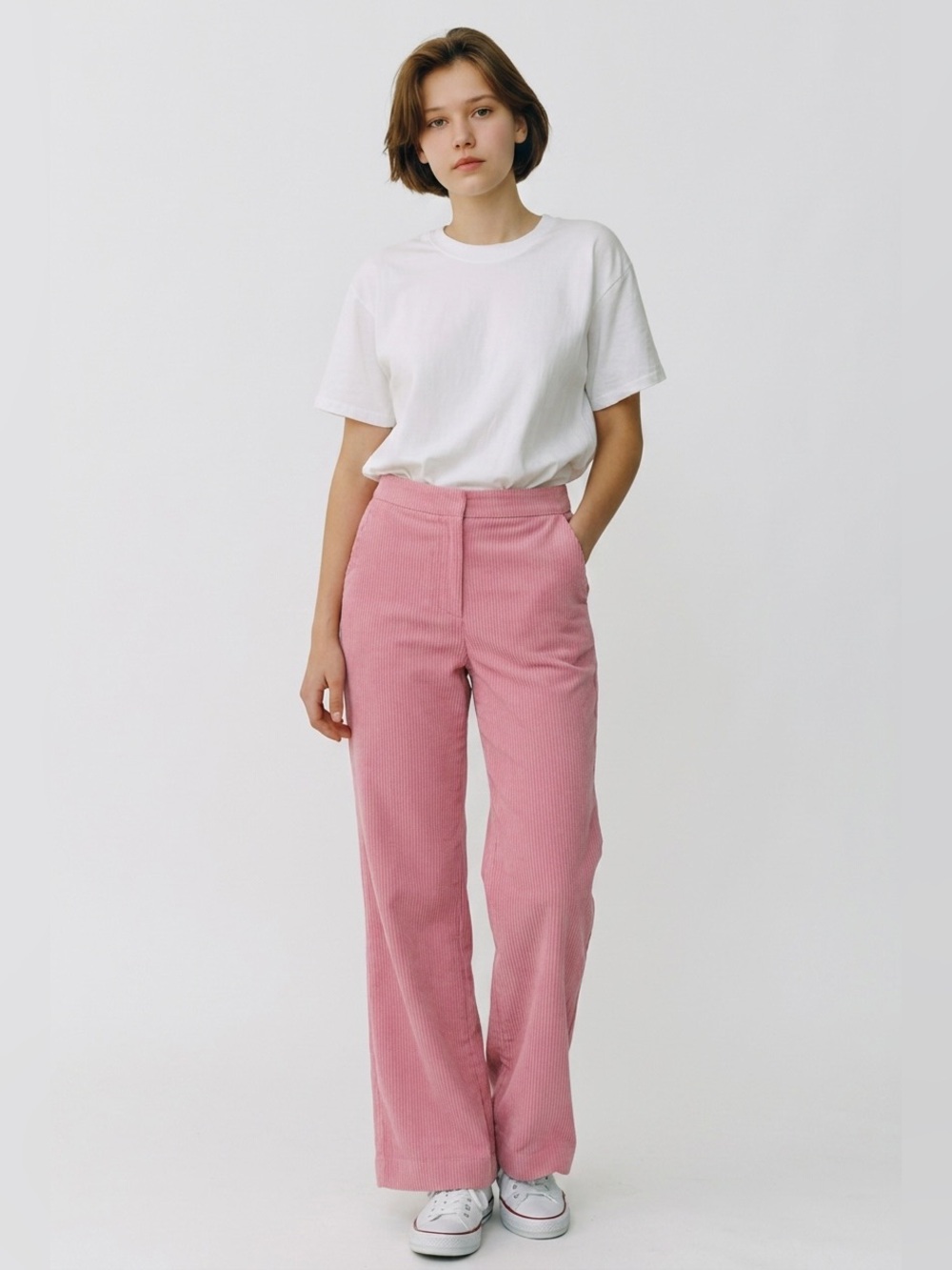 Adam Lippes pink cotton / velvet feel pants